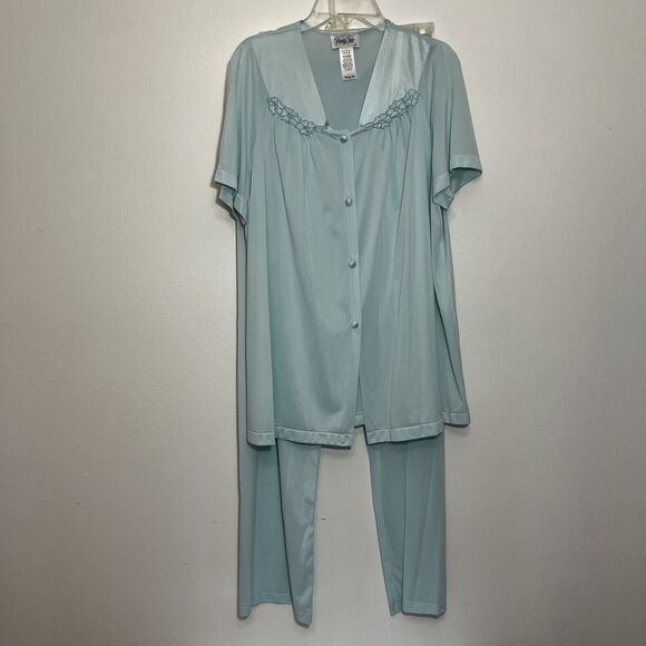 Vanity Fair Other - VTG Vanity Fair 90-107 Lingerie Silky Nylon Loungewear Pajama Set‎ Azure Mist M